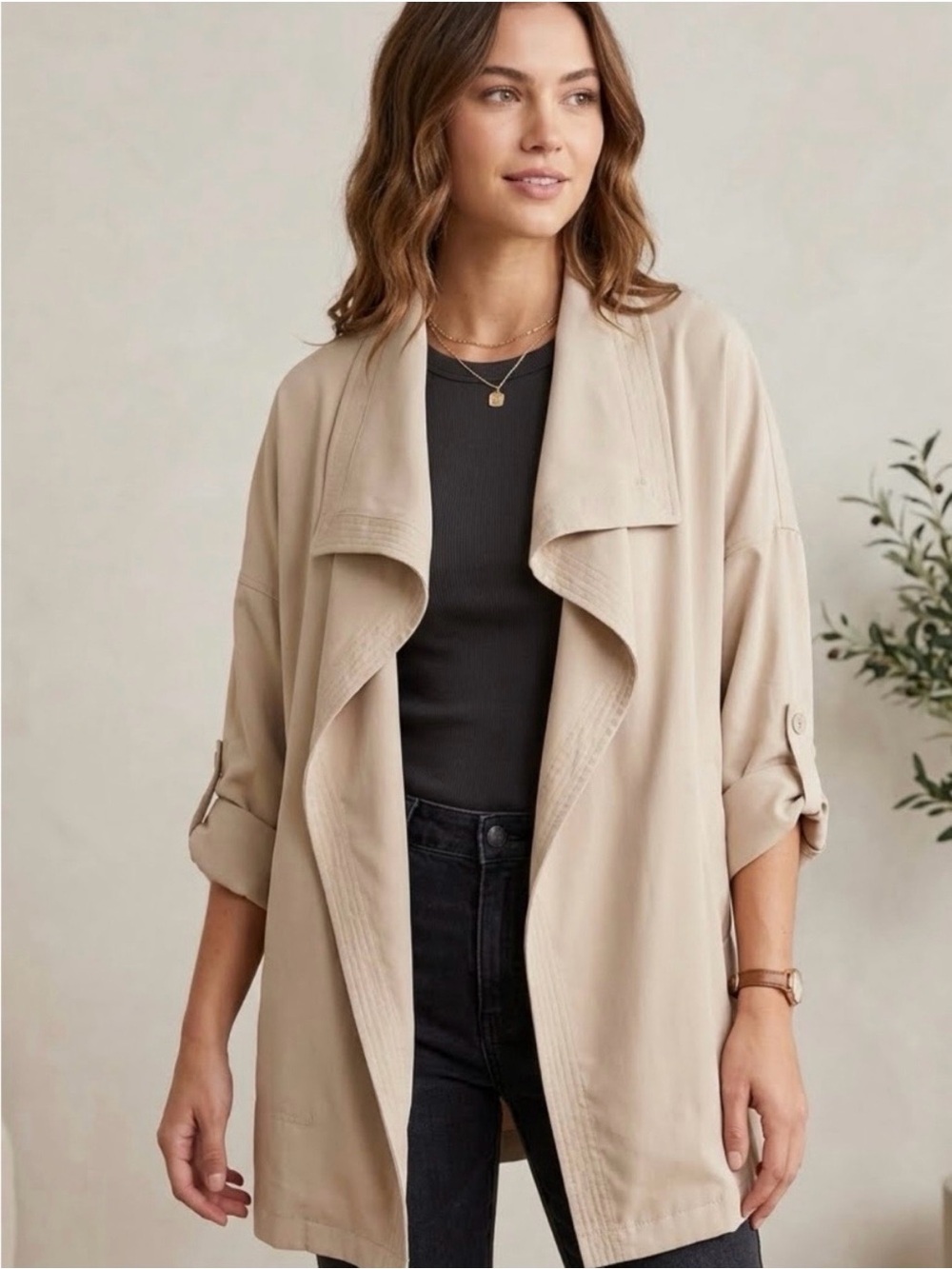 Max Studio Beige Size Small | Draped Open Jacket